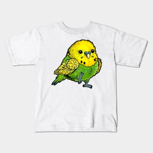 Cute Green Budgie - Birb Orb Chibi Kawaii Cute Cartoon Art Drawing Kids T-Shirt